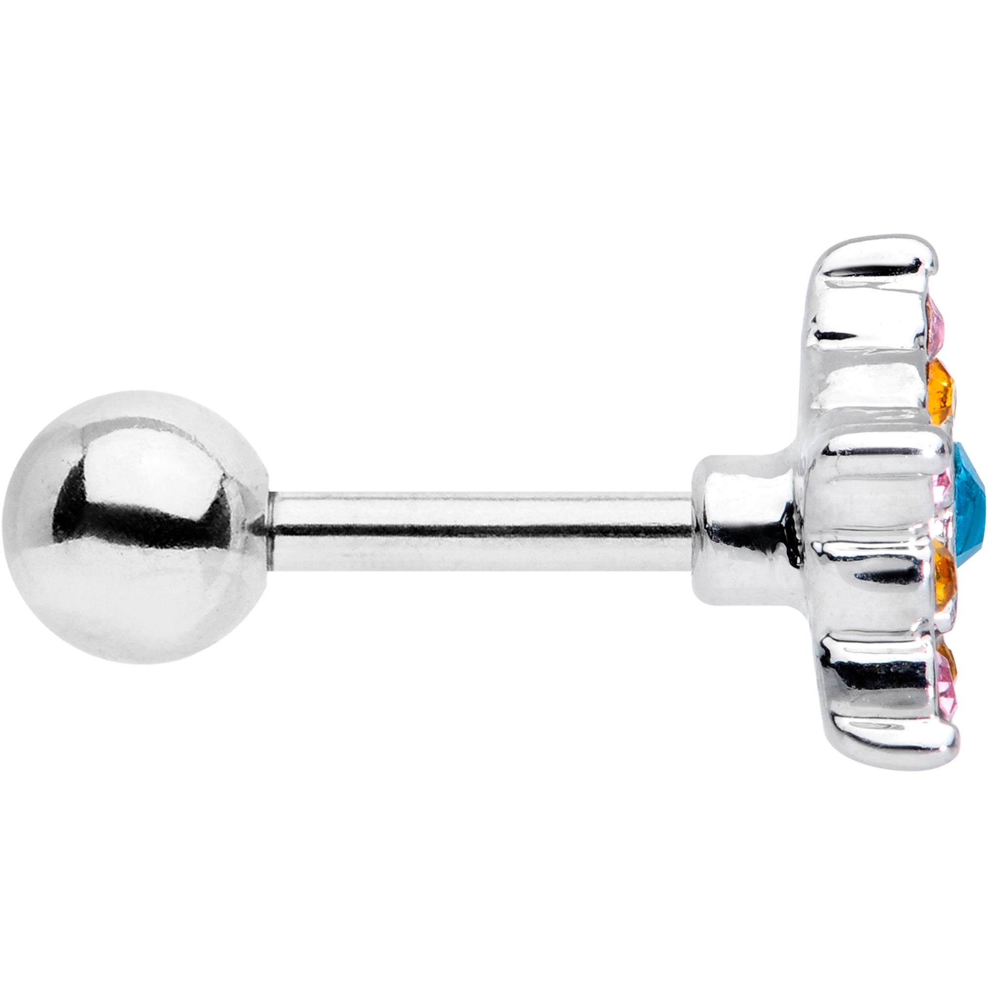 16G 1/4 Pink Yellow Blue Gem Showy Star Cartilage Tragus Earring