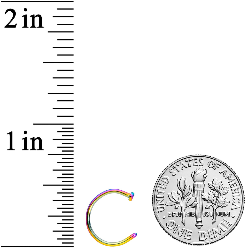 18G 3/8 Rainbow PVD Implant Grade Titanium Disc Nose Hoop