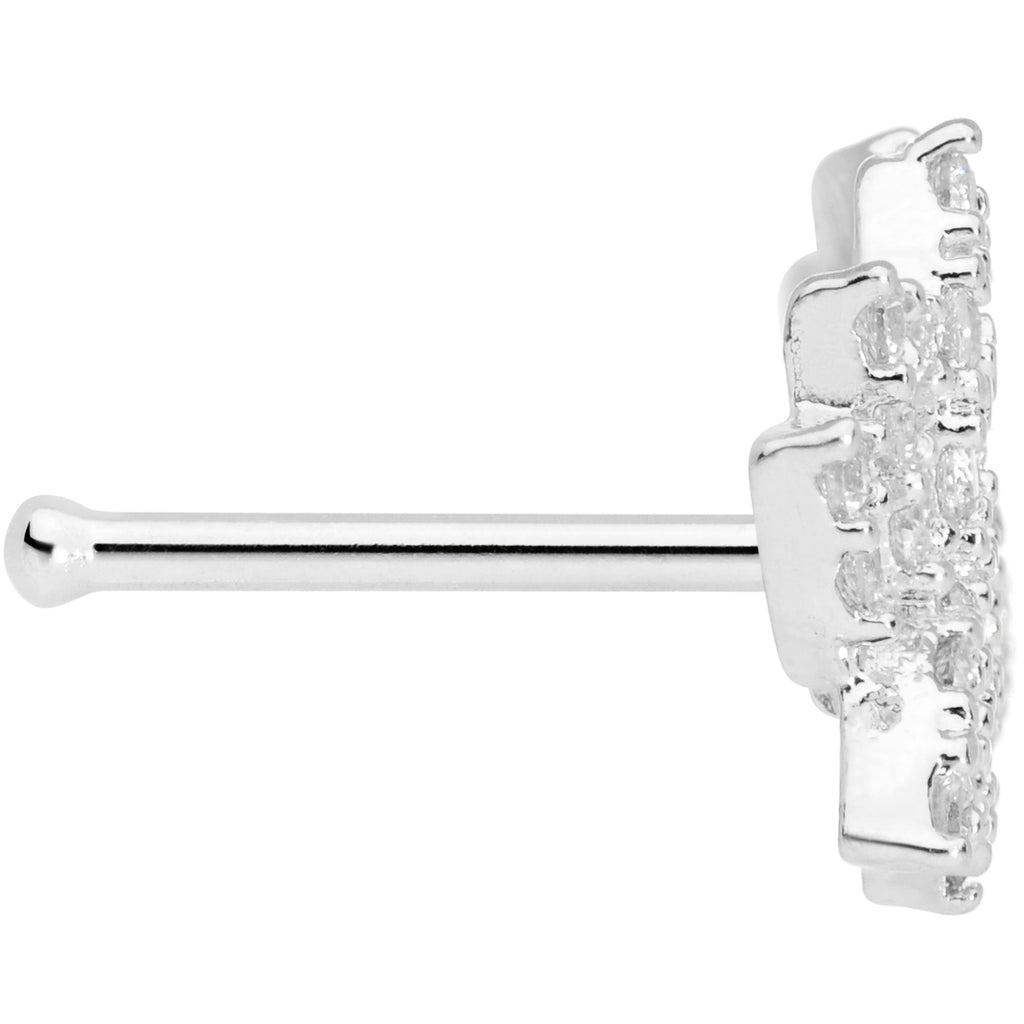 20G 1/4 Clear CZ Gem Lotus Flower Nose Bone