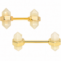 14G 5/8 Gold Tone Gem Barbell Nipple Ring Set