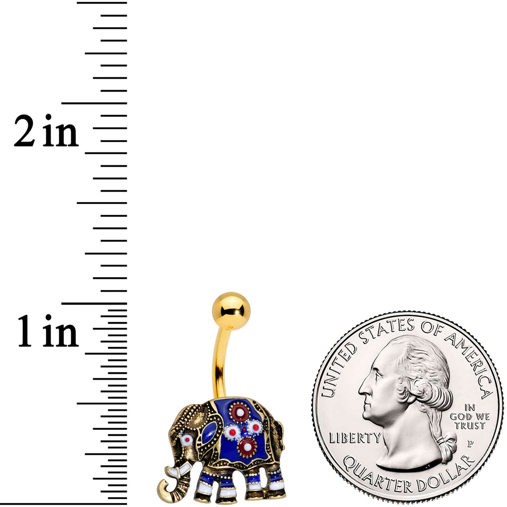 Gold Tone Rococo Elephant Belly Ring