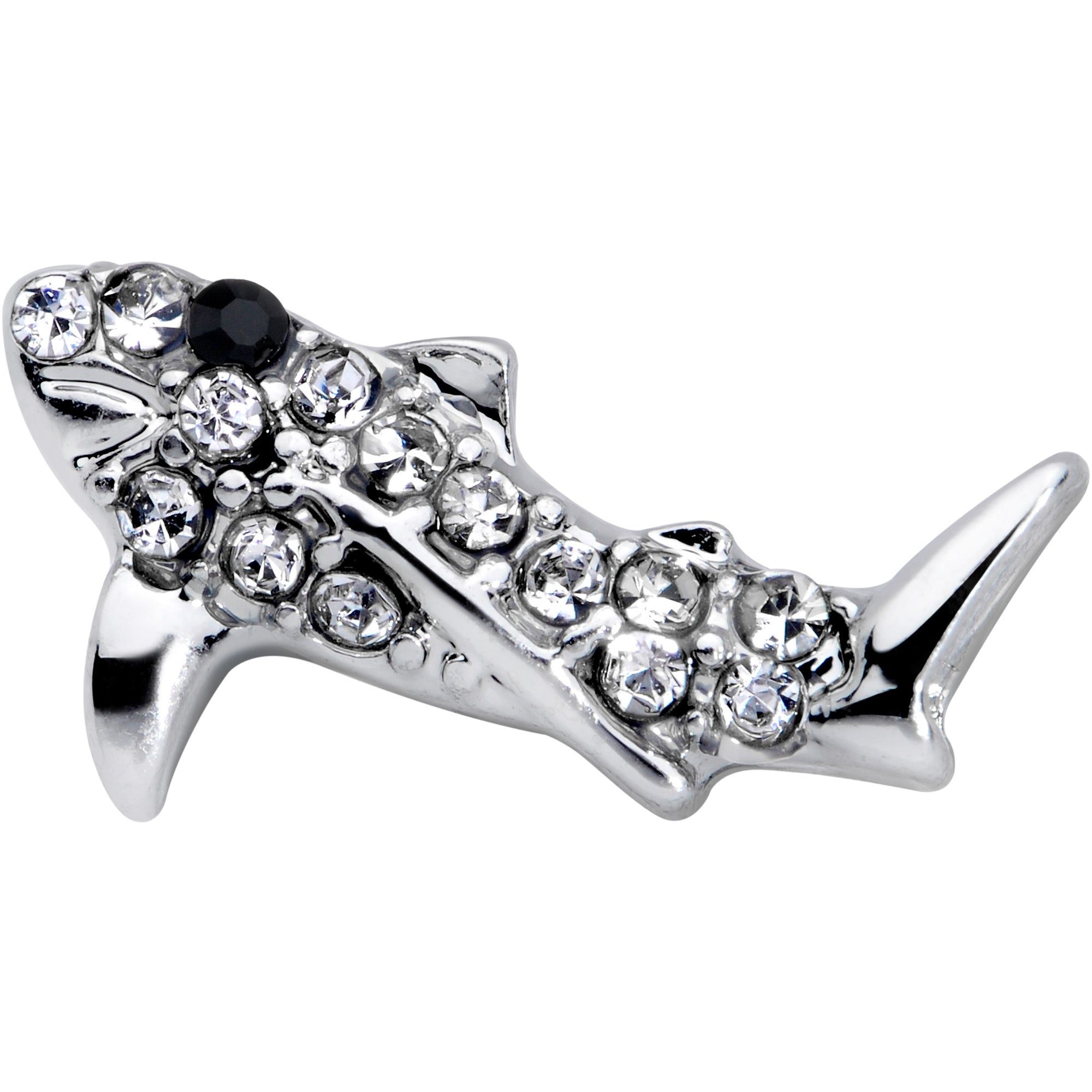 16G 1/4 Clear Black Gem Shark Cartilage Tragus Earring