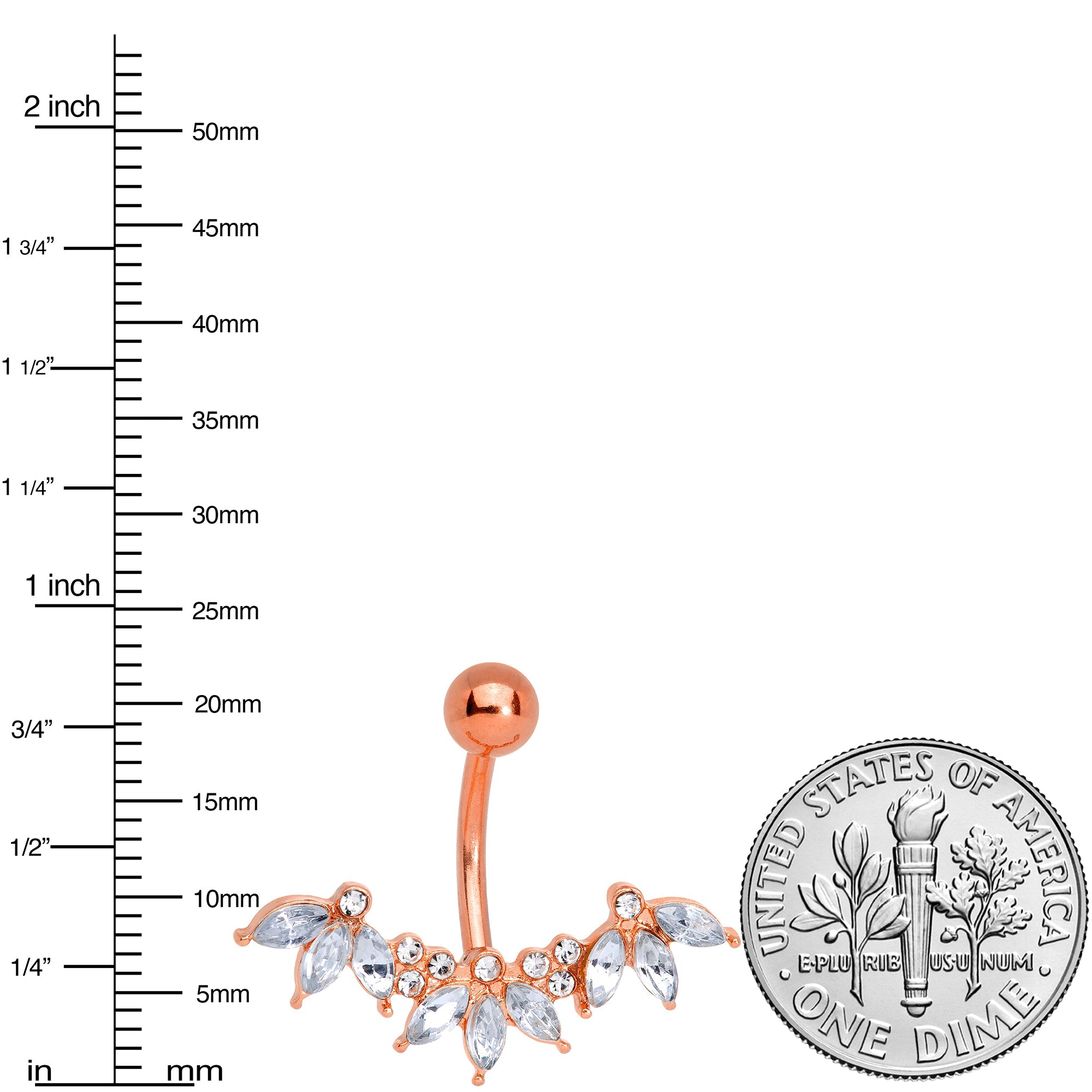 Clear Gem Rose Gold Tone Anodized Comely Clusters Belly Ring