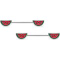 14G 5/8 Red Green Tasty Watermelon Barbell Nipple Ring Set