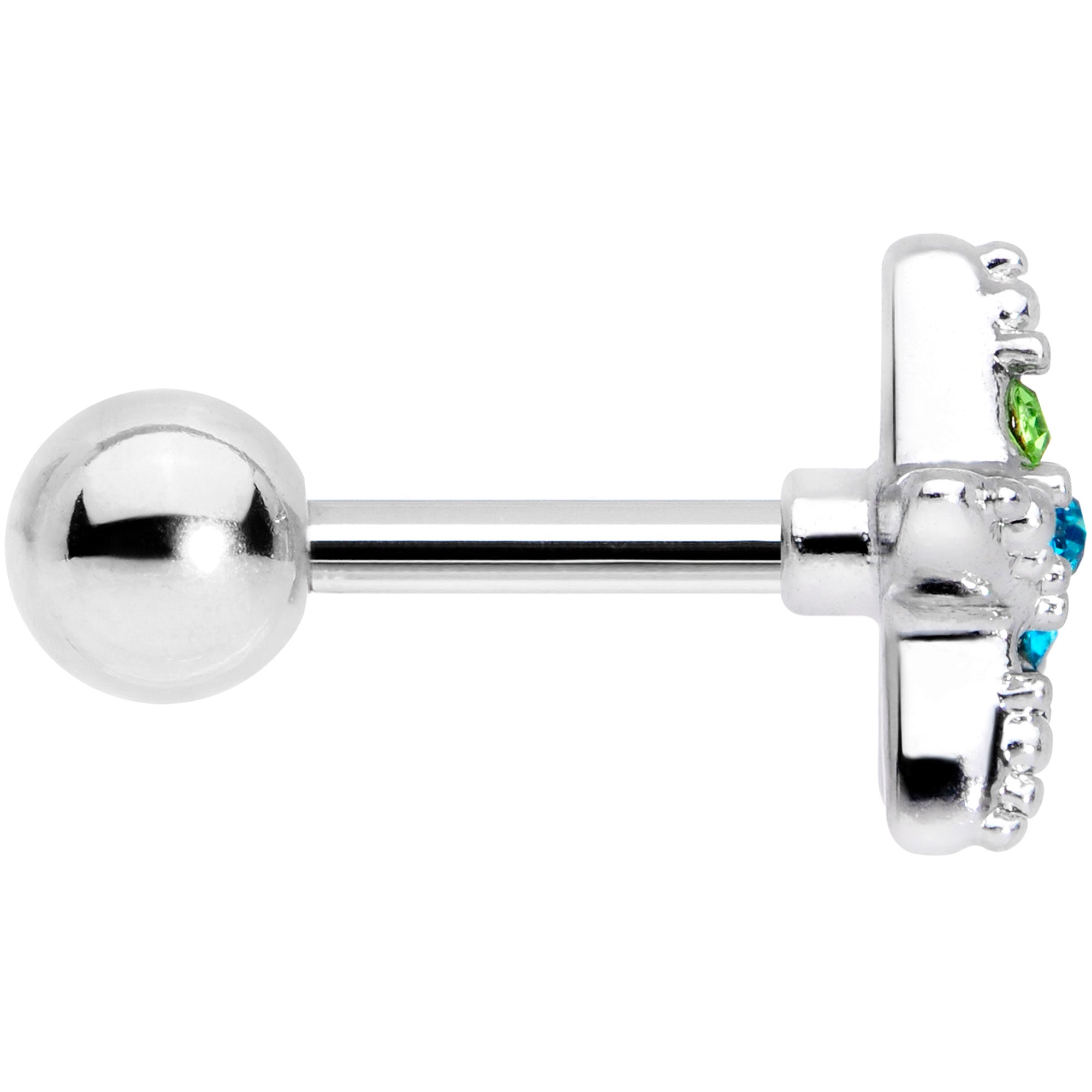 16G 1/4 Blue Green Gem Glam Starfish Cartilage Tragus