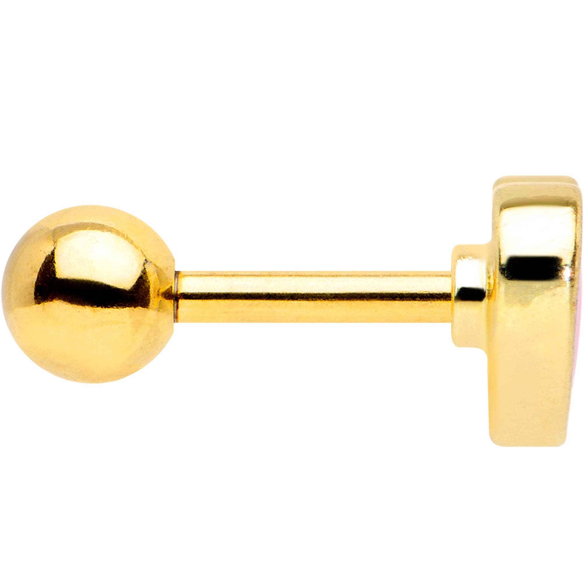 16G 1/4 Gold Tone Pink Heart Cartilage Tragus Earring