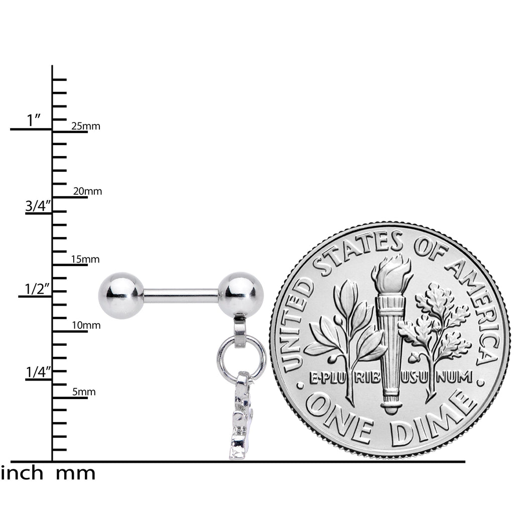 16G 1/4 Clear Gem Happy Ghost Halloween Dangle Cartilage Earring