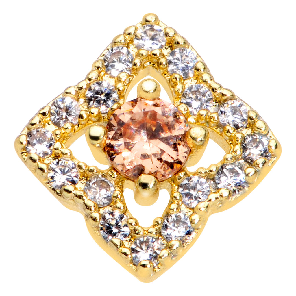 20G 1/4 Clear CZ Gem Gold Tone Rhombus Royale Nose Bone