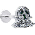 16G 1/4 Clear Gem Scary Ghost Halloween Labret Monroe Tragus