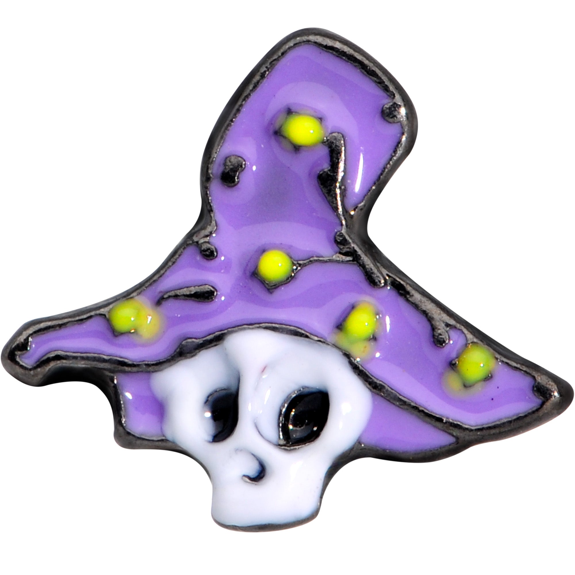 16G 1/4 Black Skull Purple Witch Hat Halloween Cartilage Tragus