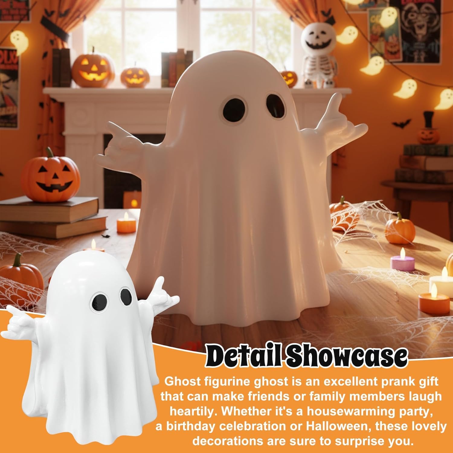 OYB Halloween Ghost Resin Figurine Spooky Decor Cute Finger Ghost A