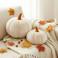 Yookeer 2 Pcs Velvet 3D Pumpkin Throw Pillows White 7''+11''