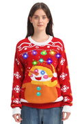 MGparty Women's Ugly Christmas Sweater Light Up Pullover Red Size M