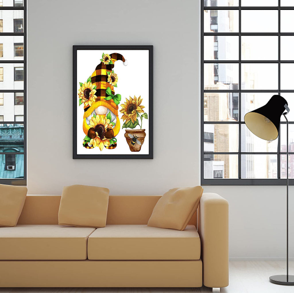 AllWenTo 5D Diamond Painting Kit Sunflower Anime Gnome 12x16 Inch