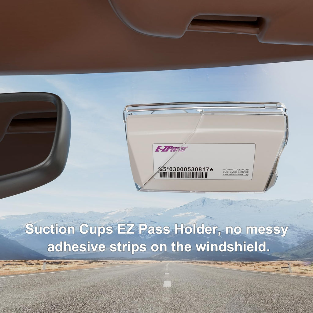 FLLIK EZ Pass Holder Windshield Clear Strong Suction Cups 1 Pack