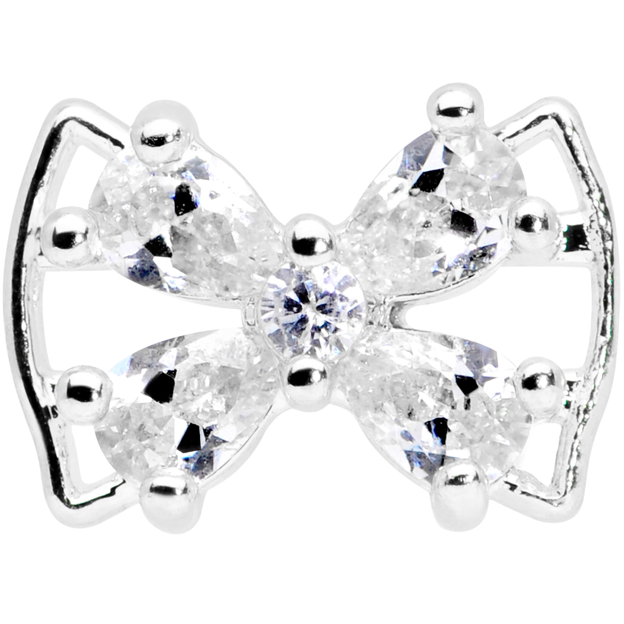 16G 5/16 Clear CZ Gem Beauty Bow Labret Monroe Tragus