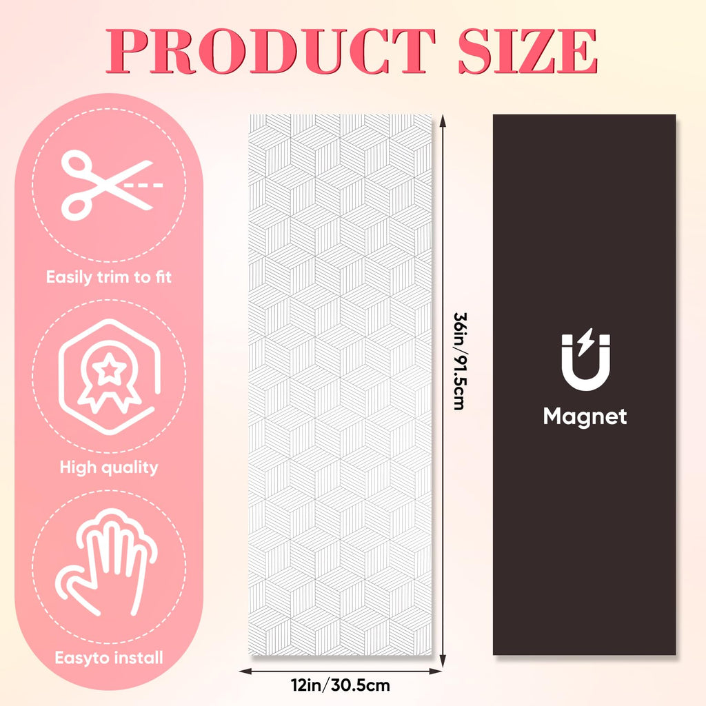 AUECOOME Magnetic Locker Wallpaper Sheet 12x36 Black Square 2pcs Pink Love