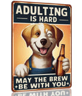 Opix Design Funny Metal Bar Sign Dog Beer Humorous Wall Decor 8.3x11in