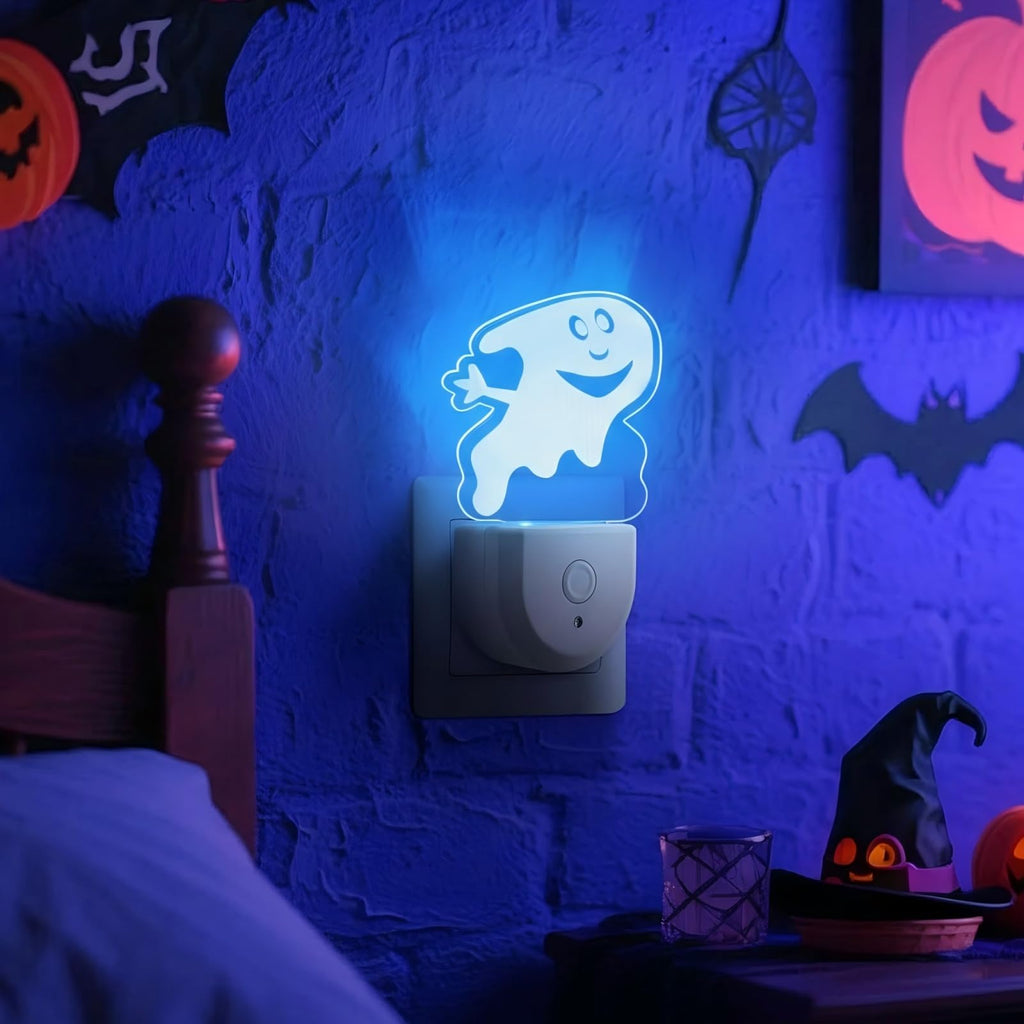 Meonum 2-Pack Christmas Night Light 6-Color LED Dusk-to-Dawn Wall Plug Spooky A