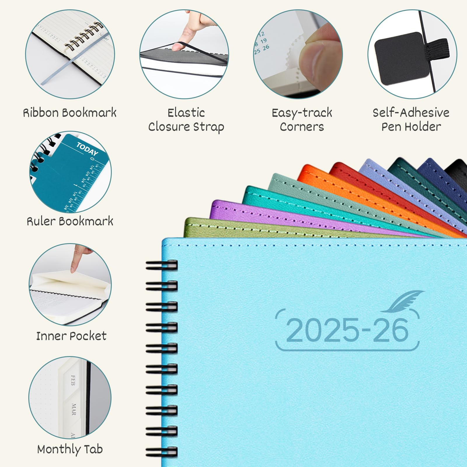 BEZEND 2026 Weekly Monthly Planner 8.5x11 Lavender PU Leather Softcover