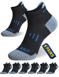 ASLU Athletic Compression Cushioned Ankle Socks Black 6 Pairs Size 6-9