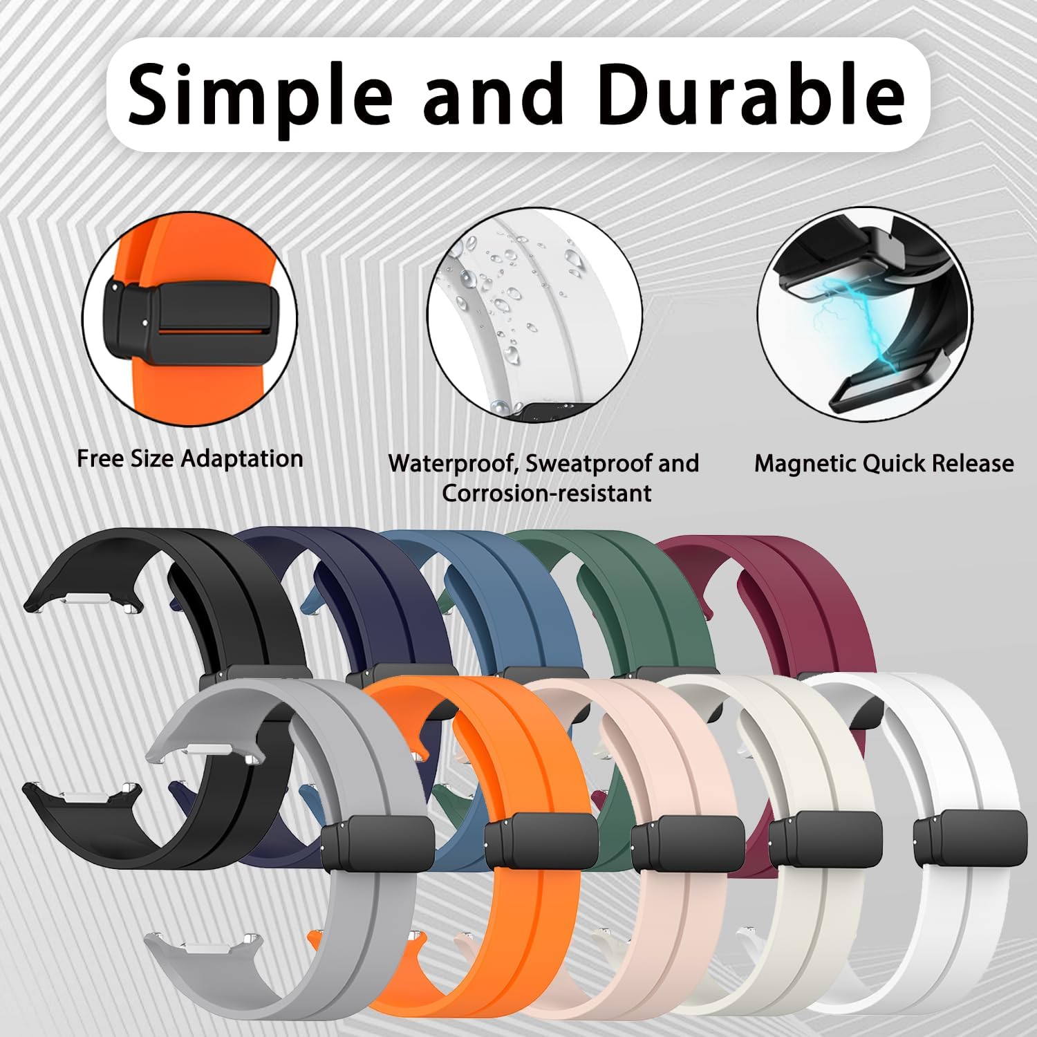 GOLDTOLUCK Samsung Galaxy Watch 7 Ultra 47mm Silicone Sport Band Cream Size 47mm