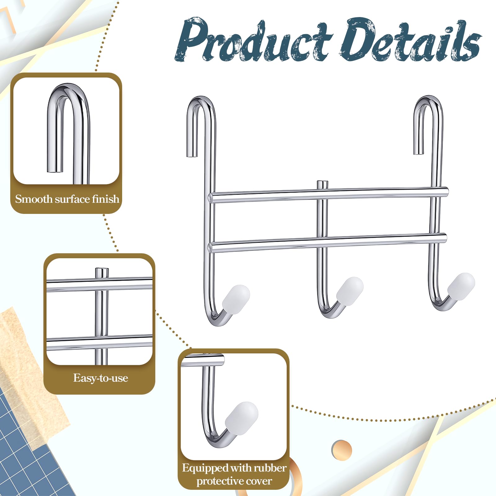 Dimeho 12pcs 3 Hook Wire Shelving Attachment Silver 3.74x3.27x1.38in