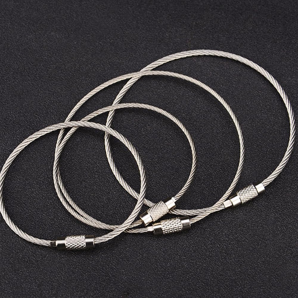 Biyrly Stainless Steel Round Keyrings 12 Pack Silver 28mm Flat Split Rings