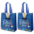 delaimastor 16Pcs Father's Day Non-Woven Gift Bags Blue Black 7.8x3.1x9.8in