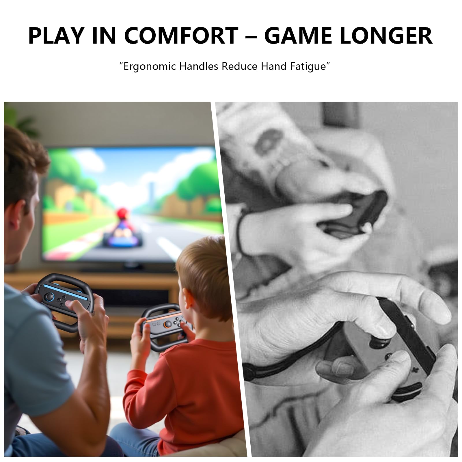KUNSLUCK 2 Pack Steering Wheels for Nintendo Switch 2 Joy-Con Black