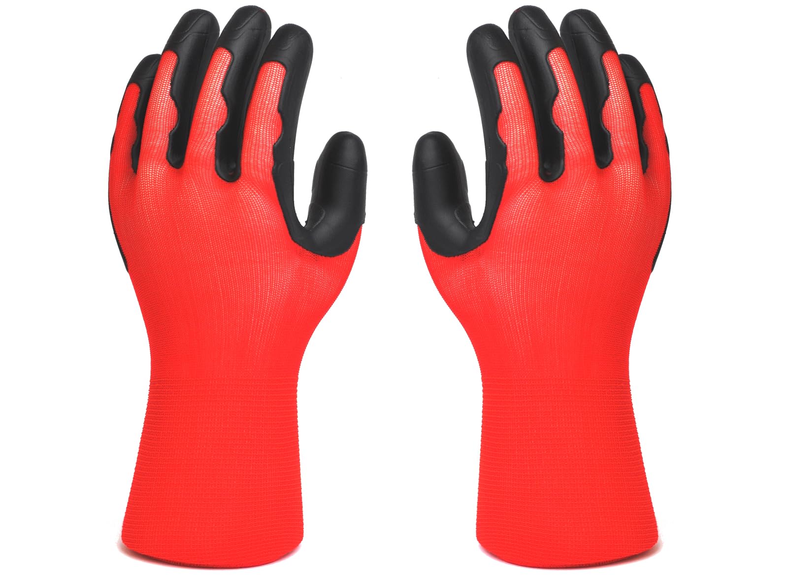 Meow Garden Thorn Proof Garden Gloves 2 Pairs Heavy Duty TPE Coated Green Red
