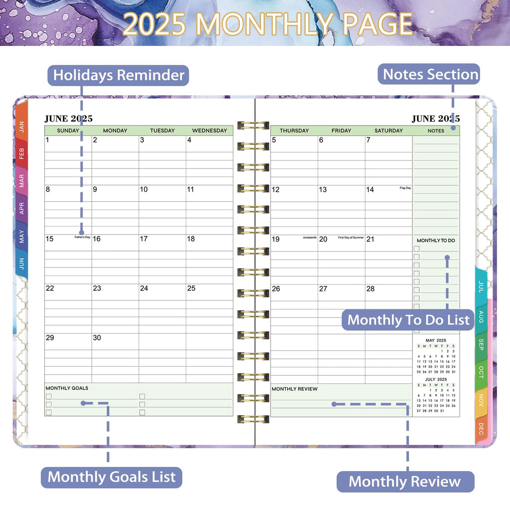 Makapoo 2025 Planner Weekly & Monthly 6.3x8.4 Green Ink Sturdy Cover
