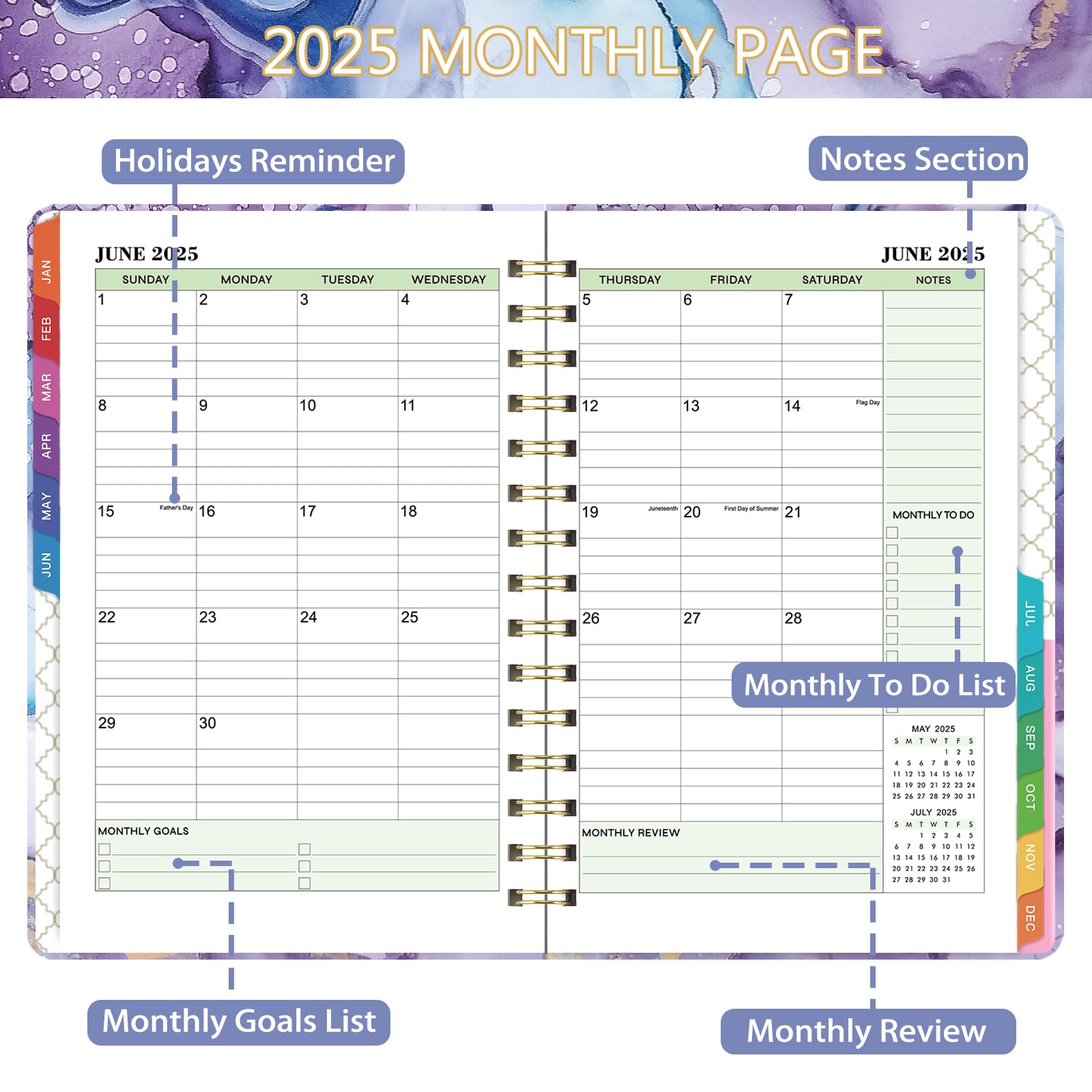 Makapoo 2025 Planner Weekly & Monthly 6.3x8.4 Green Ink Sturdy Cover