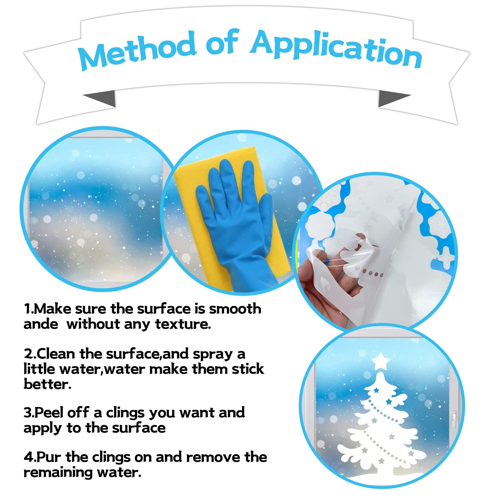 MISS FANTASY Christmas Window Clings 10 Sheets White Snow Scene Decorations