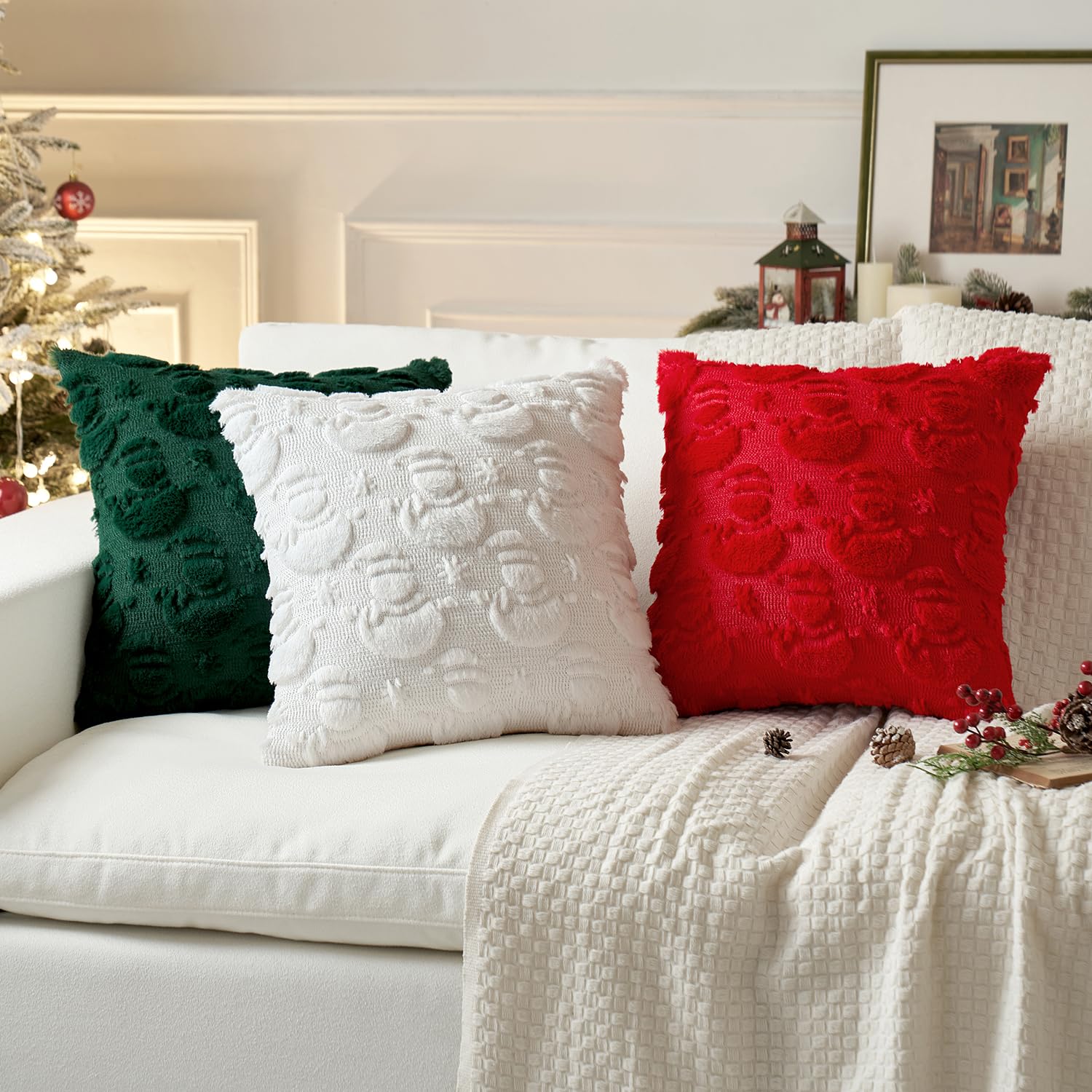 MIULEE Christmas Pillow Covers Dark Green 18x18 Inch Set of 2