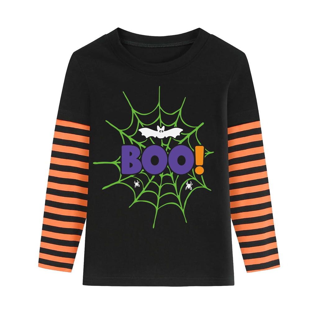 XFSJGNA Toddler Halloween Raglan Long Sleeve Shirt Boo Bat Black Size 5T