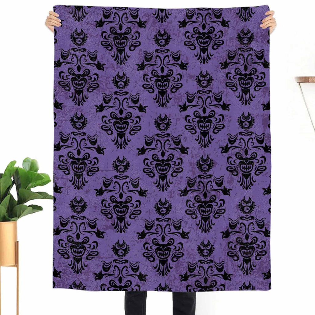 Zadaling Haunted House Halloween Throw Blanket Fleece Cozy 40x50 Purple Black