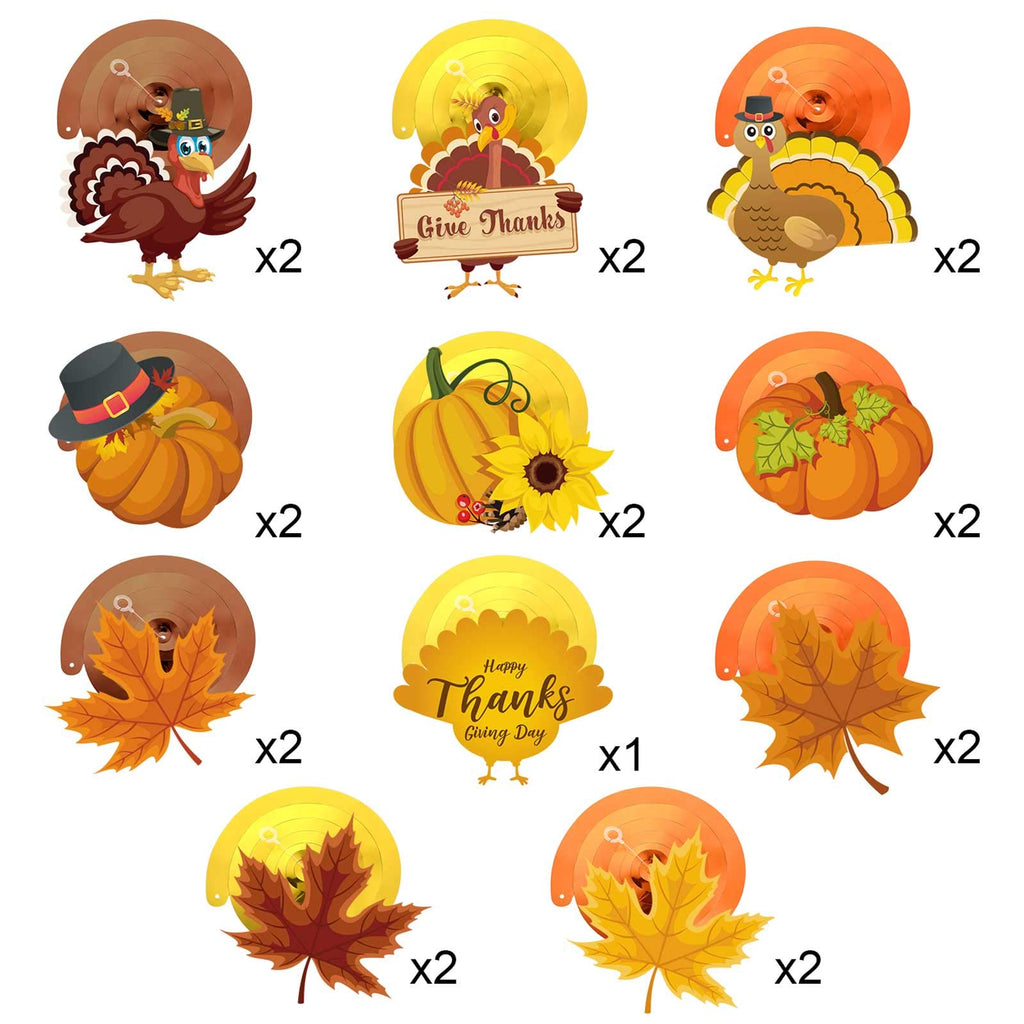 Blulu Thanksgiving Hanging Swirls Decorations Turkey Pumpkin Maple 30 Count