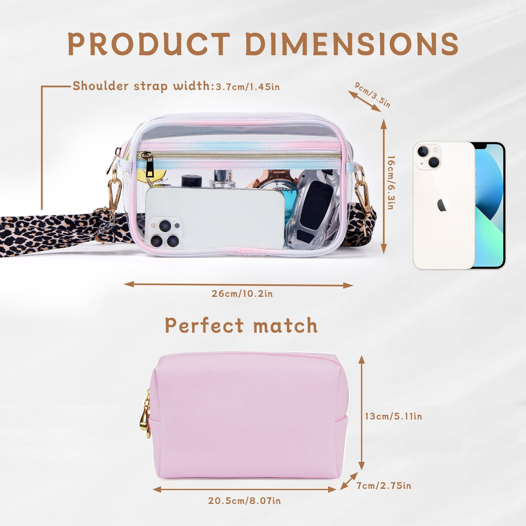 HANXIUCAO Clear Small Crossbody Bag for Women Fashionable TPU+PU