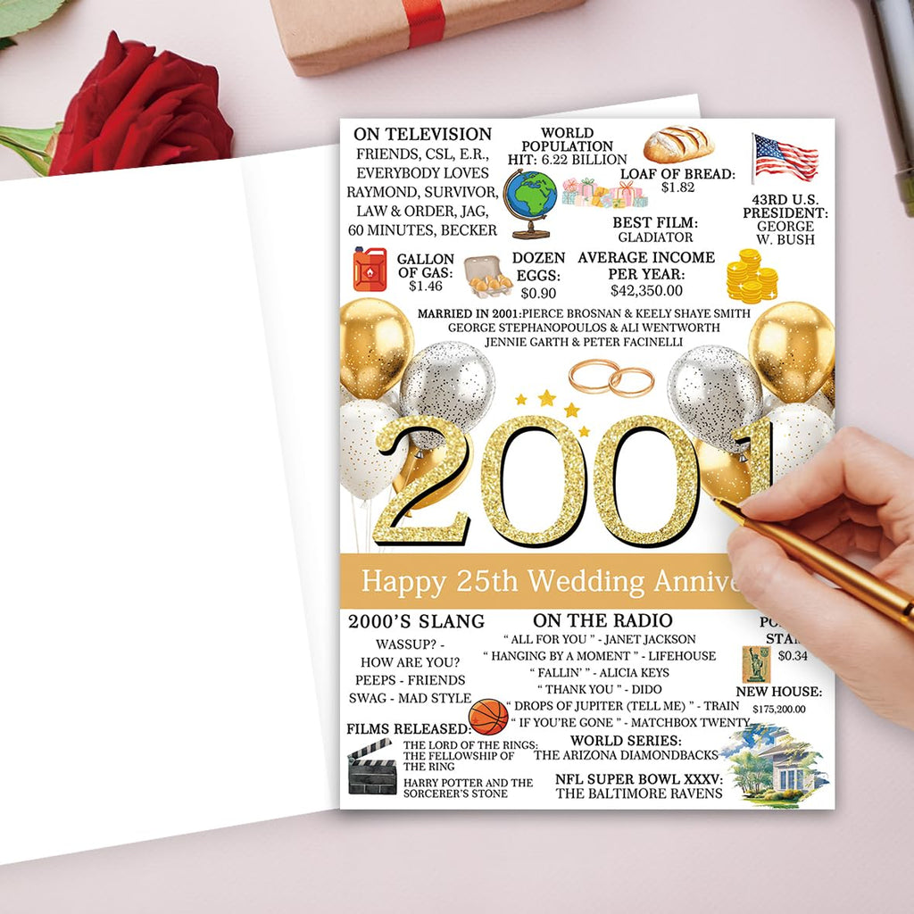 Hongshan 25th Wedding Anniversary Card for Couple Vintage hs-235