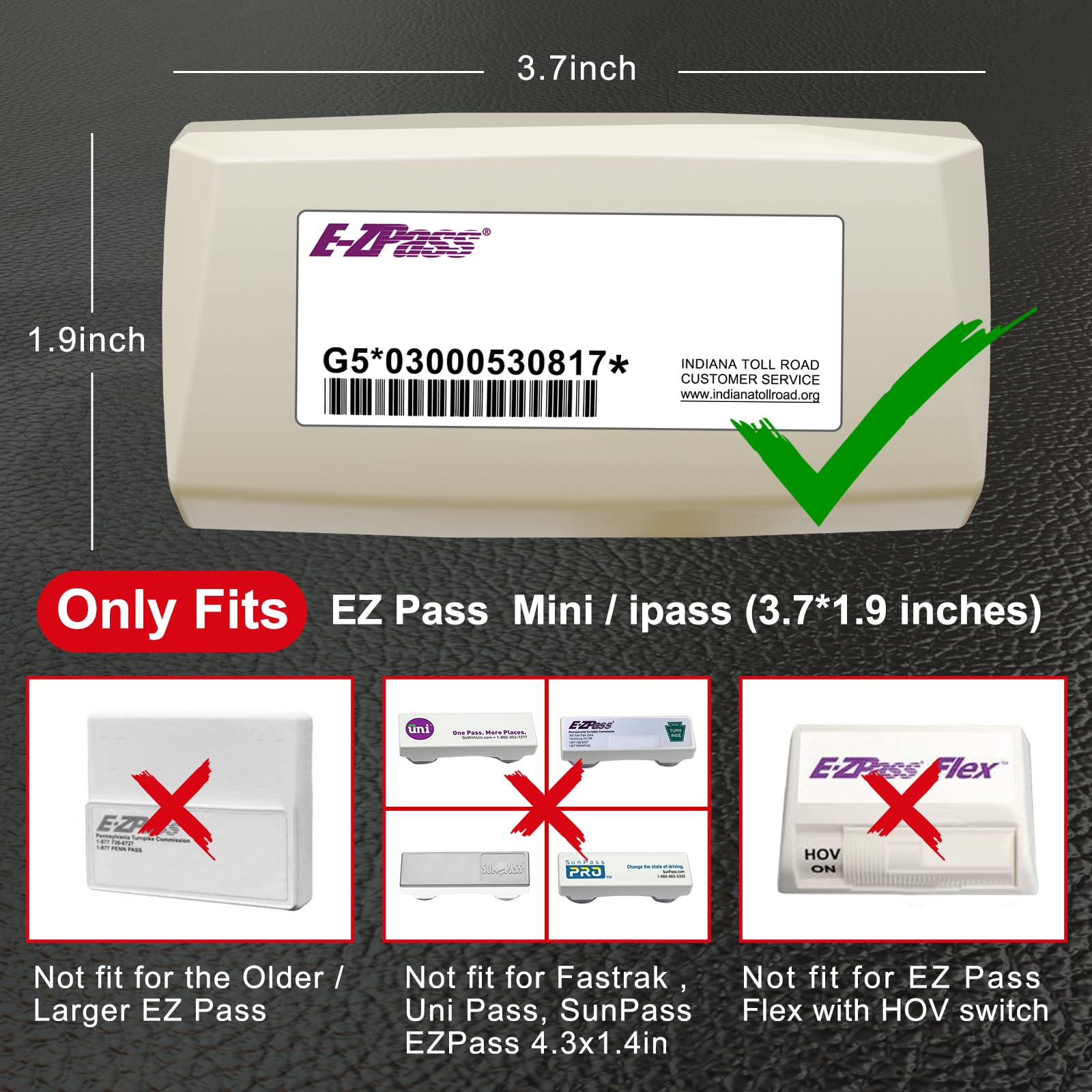 FLLIK EZ Pass Holder Windshield Clear Strong Suction Cups 1 Pack