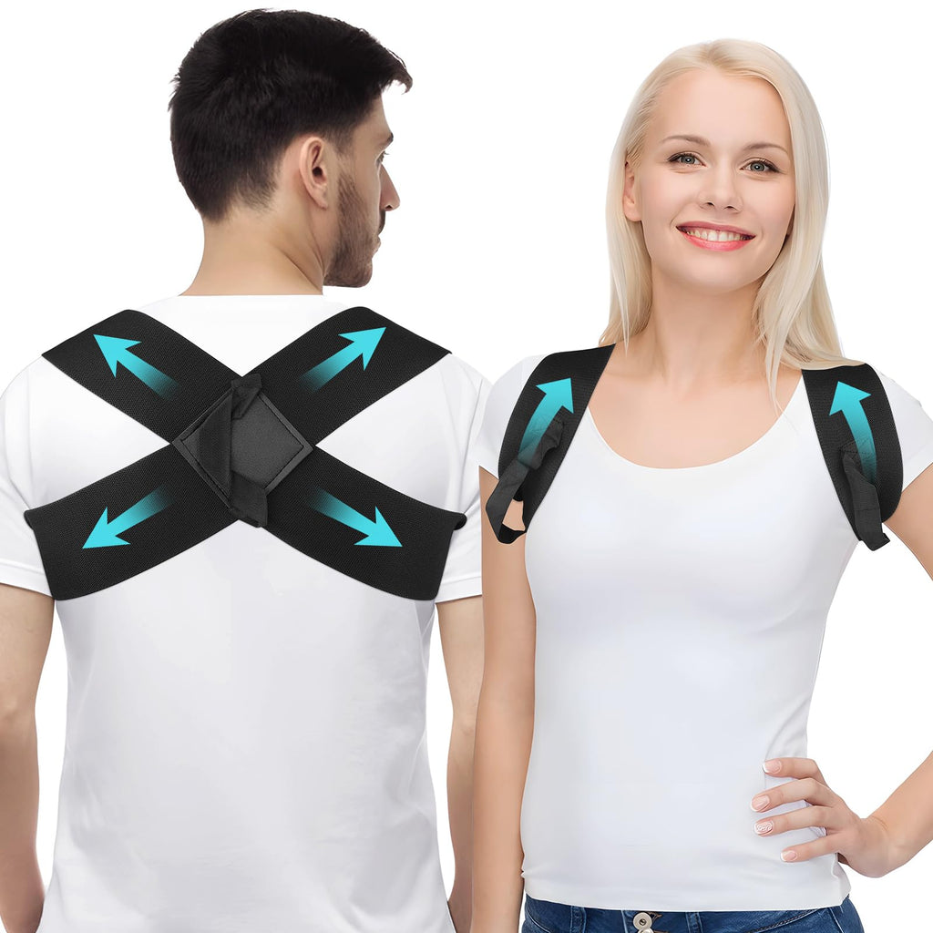 OFISKY Adjustable Posture Corrector Back Brace Pain Relief Black Size L