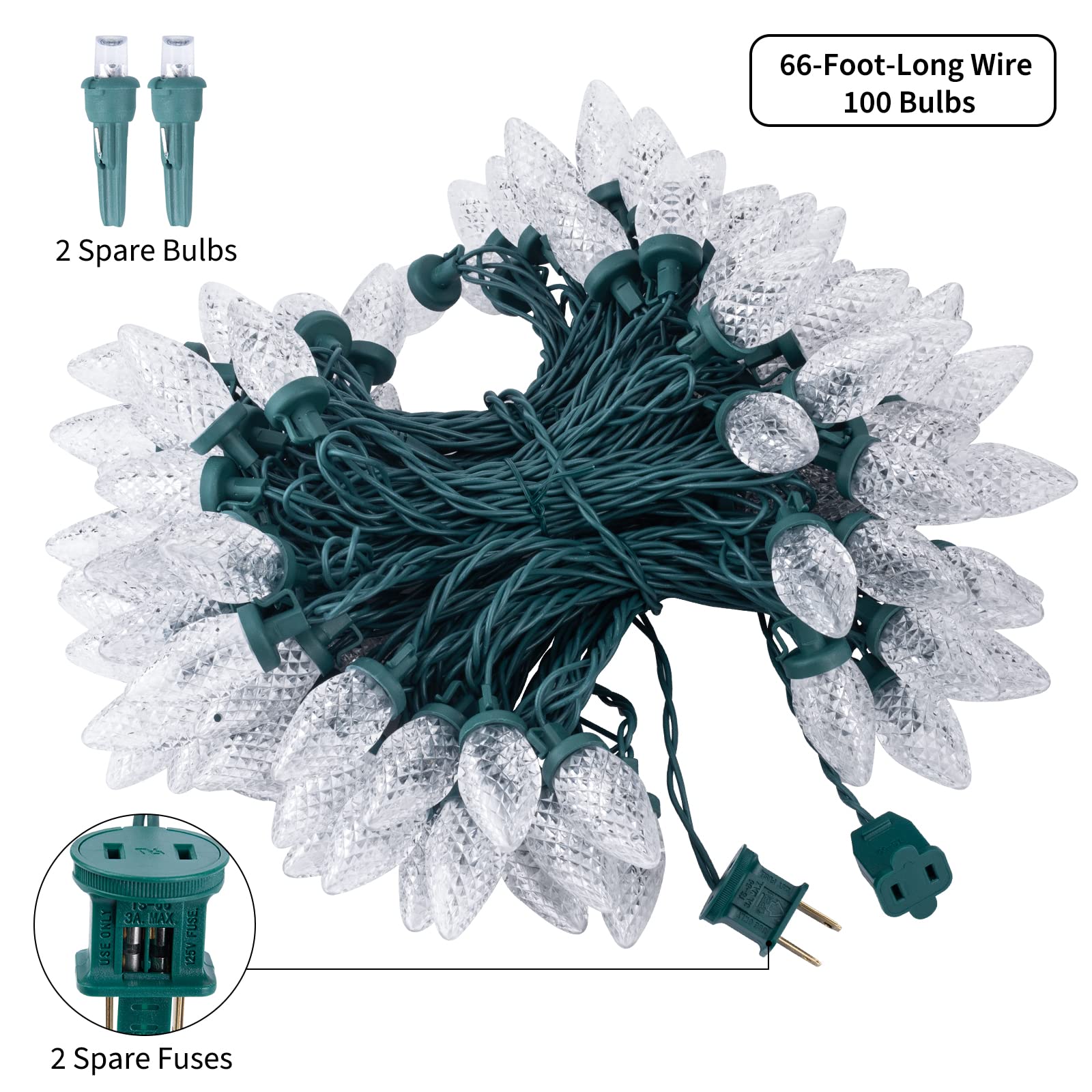 Brightown C9 LED Christmas String Lights 66ft 100 LED Warm White