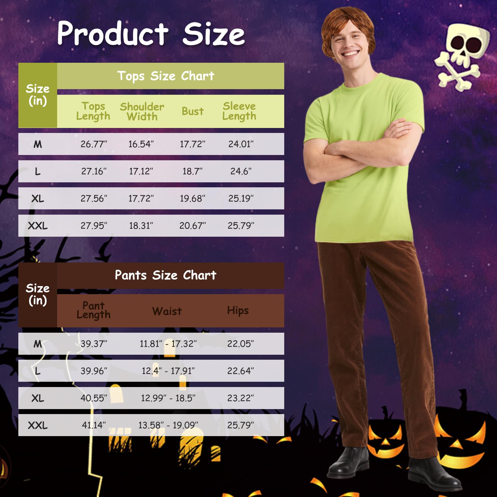 Apragaz Mens Halloween Costume Retro Mystery Solver Green Brown Size L