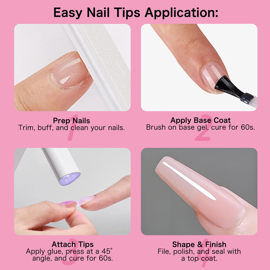 Creaglam Short Square Nail Tips 240Pcs Clear Acrylic 12 Sizes Soft Gel