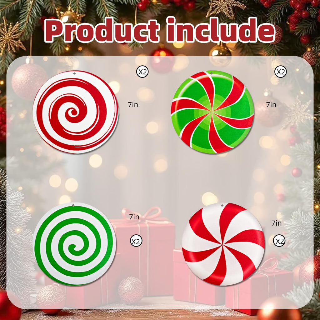 Generic Gingerbread Christmas Wooden Ornaments Large Red White Peppermint