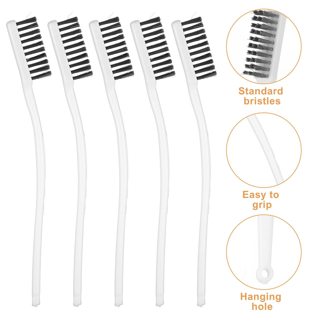 Yolev 5Pcs Stainless Steel Wire Brushes Heavy-Duty Curved Handle Cleaning
