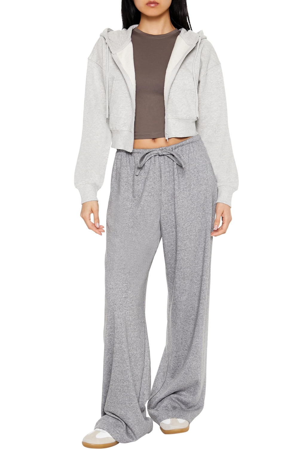 Forever 21 Ribbed Knit High-Rise Pants Dark Grey Size M