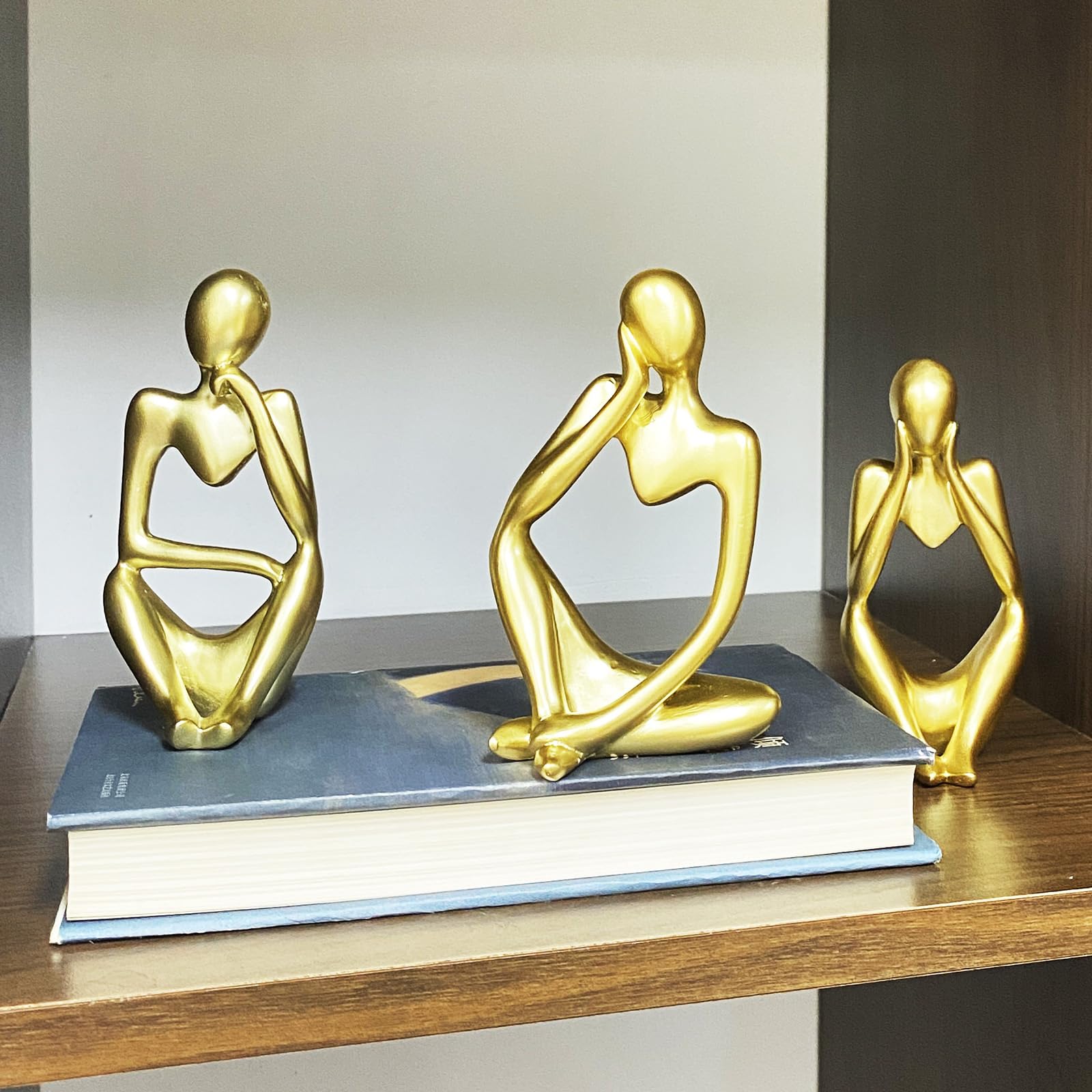 Lgmamob Thinker Gold Resin Decor Statue Small Sculpture Art Deco Figurine
