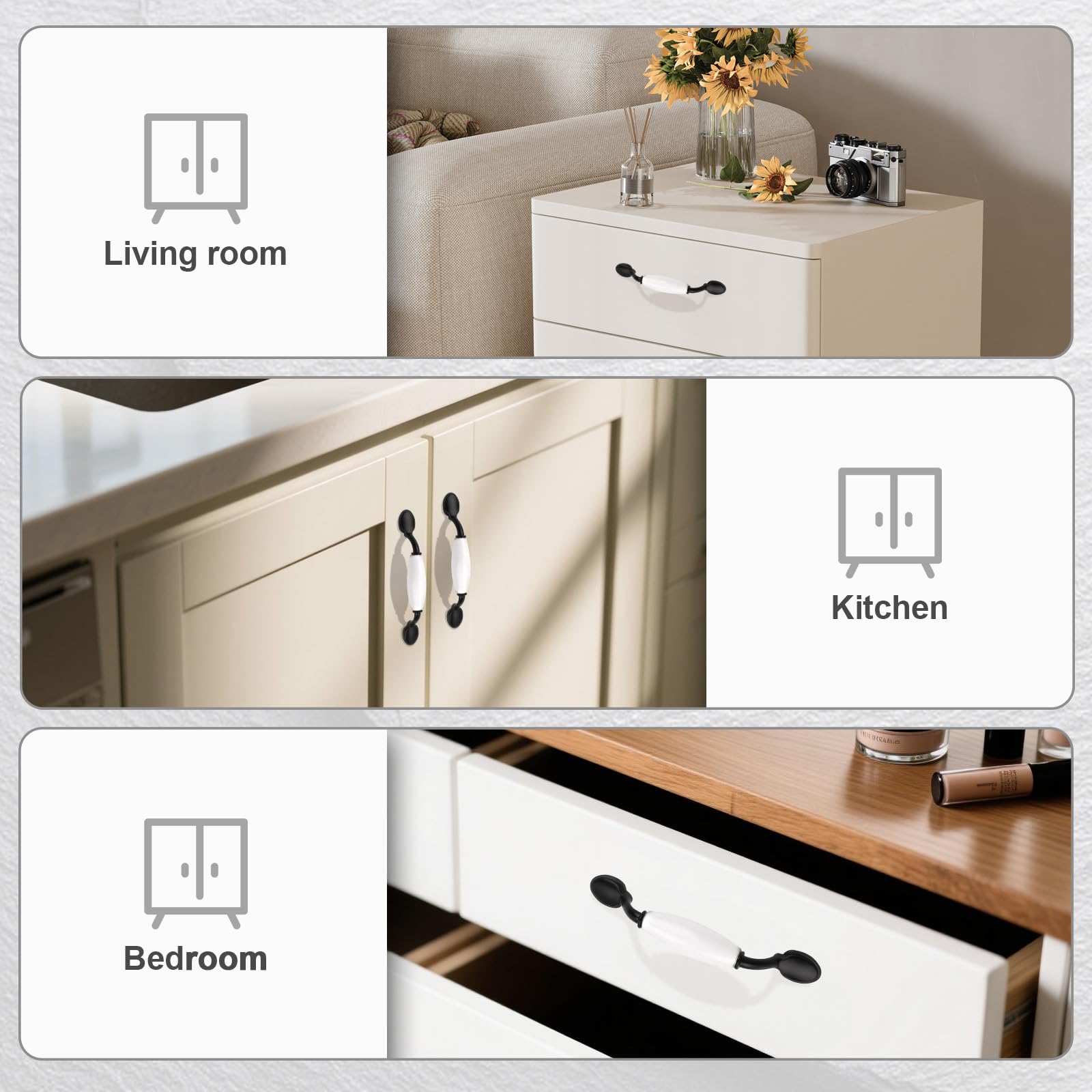 EZRENOVA 10 Pack Matte Black Cabinet Pulls 96mm Zinc Alloy Modern Style